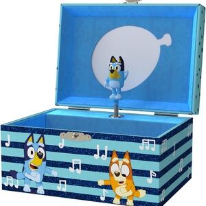 Bluey Musical Jewelry Box with Blue and Teal Stripes